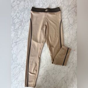 ALO Yoga Tan Leggings with Black Accents